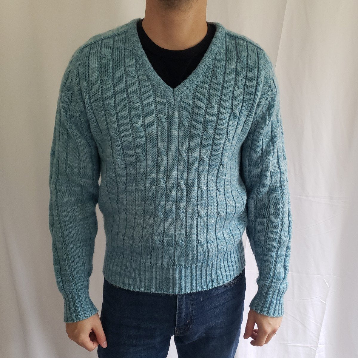 70s/80s Blue V Neck Sweater