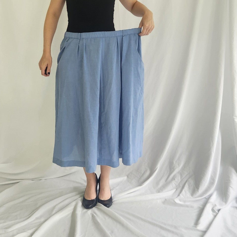 90s Blue Lightweight Button Down and Skirt Set