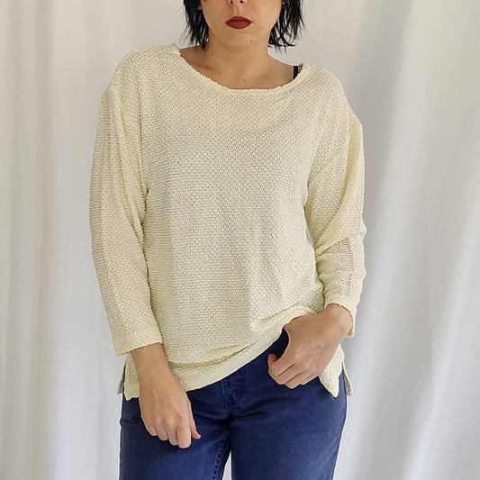 90s Ivory Textured Oversize Top