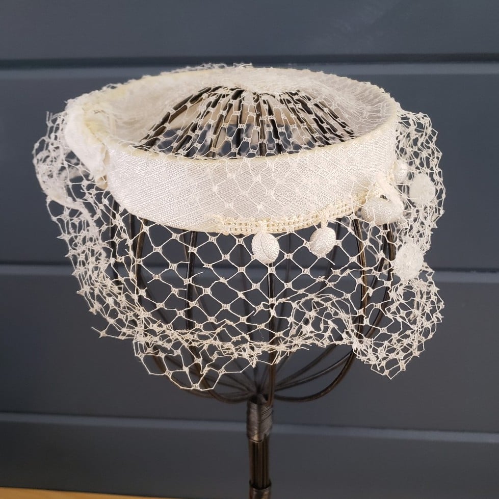 60s White Lace Hat