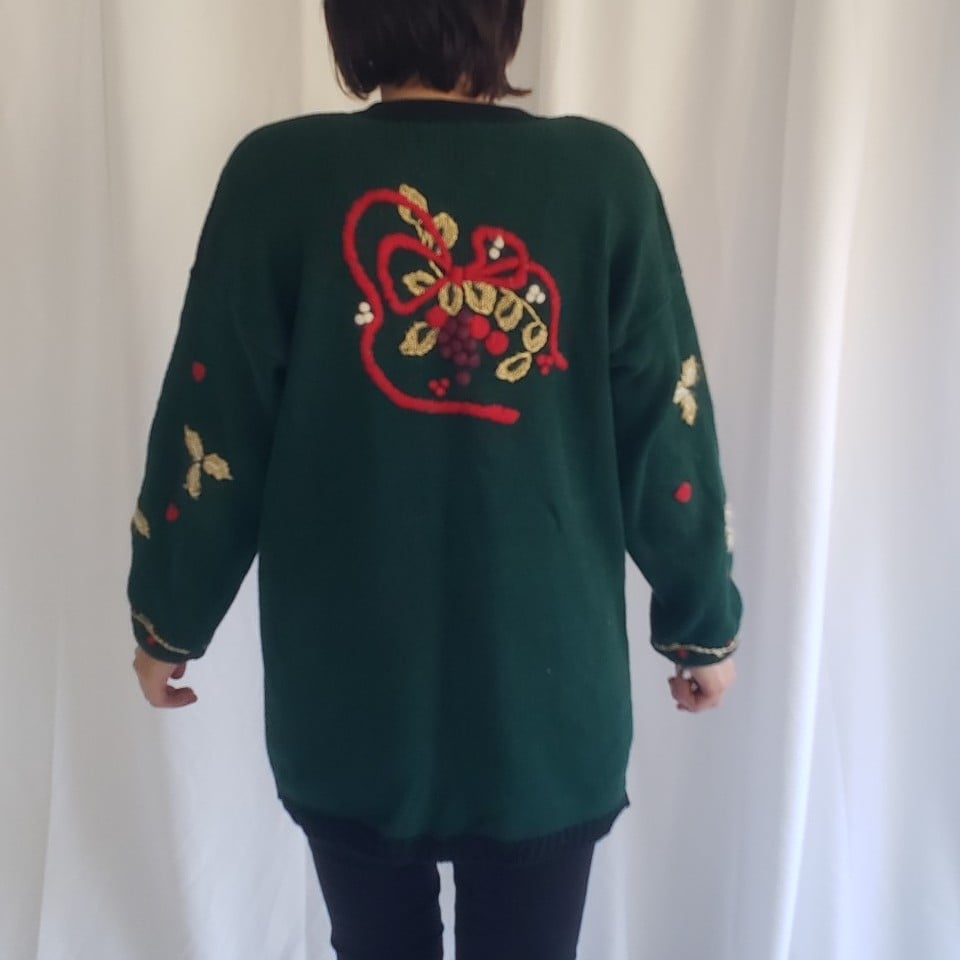 90s Hand Embroidered Christmas Sweater