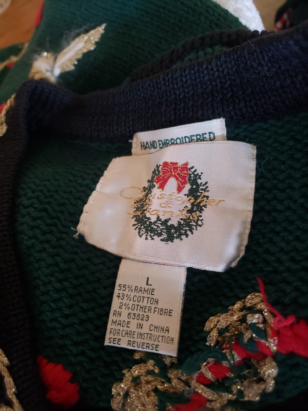 90s Hand Embroidered Christmas Sweater