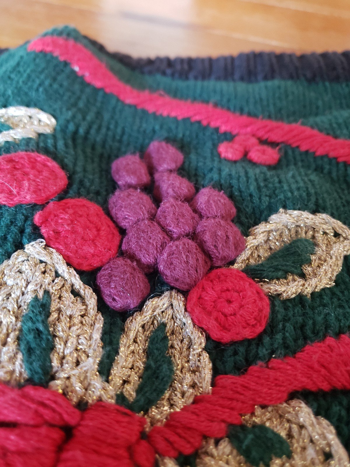 90s Hand Embroidered Christmas Sweater