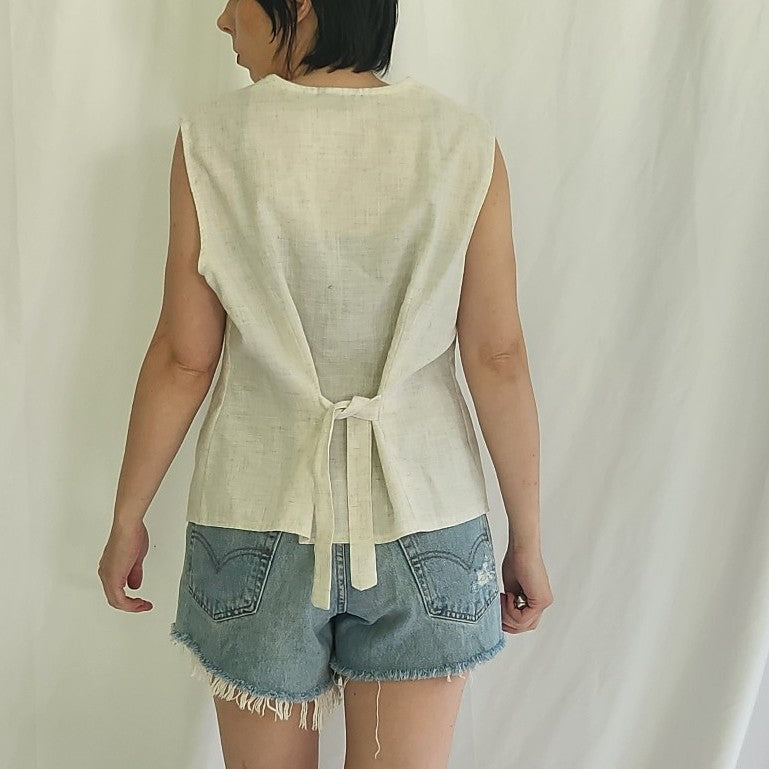 90s Cream Sleeveless Blouse