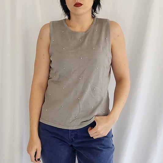 90s Gray Silk Blend Sleeveless Top
