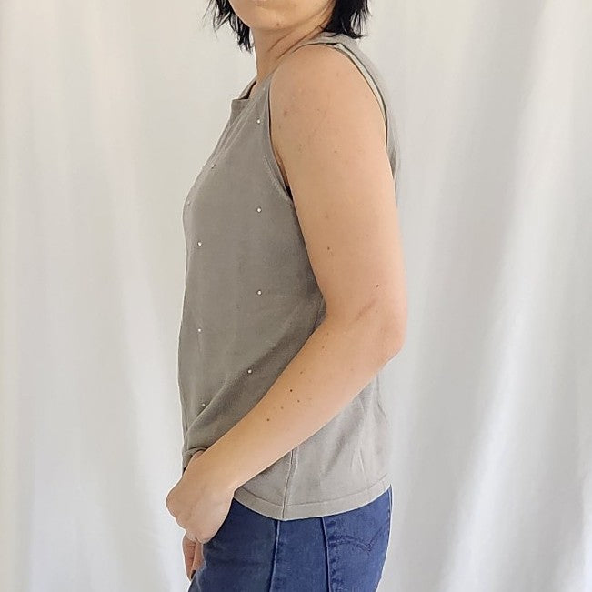 90s Gray Silk Blend Sleeveless Top
