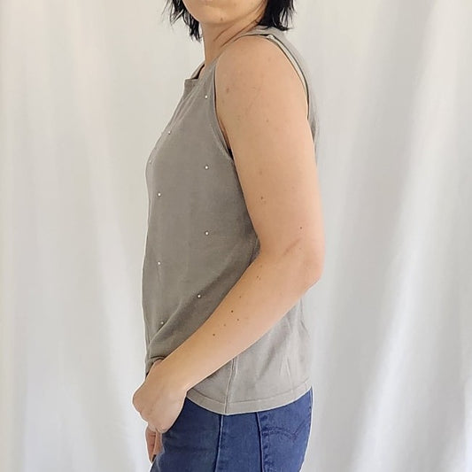 90s Gray Silk Blend Sleeveless Top