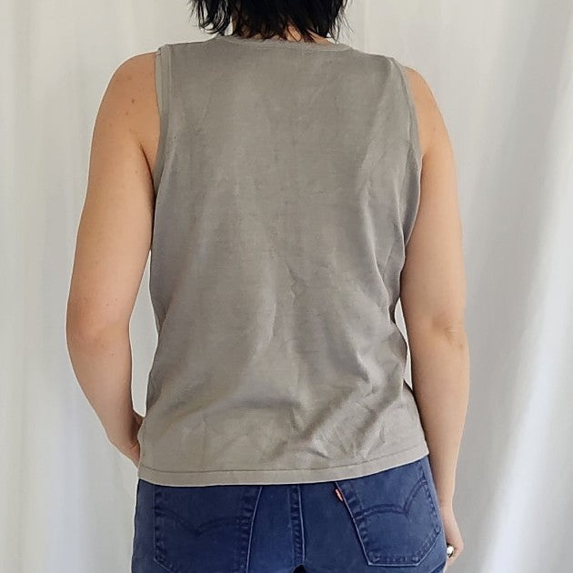 90s Gray Silk Blend Sleeveless Top