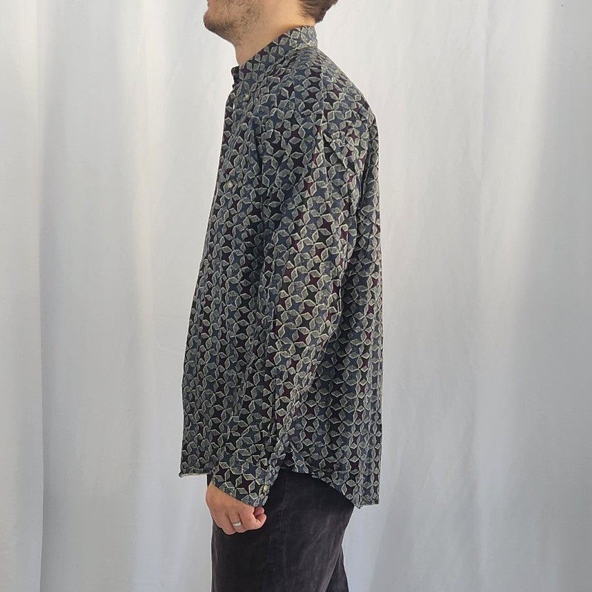 90s Deadstock Geometric Cotton Button Down Shirt