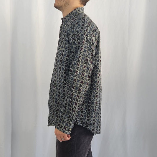 90s Deadstock Geometric Cotton Button Down Shirt