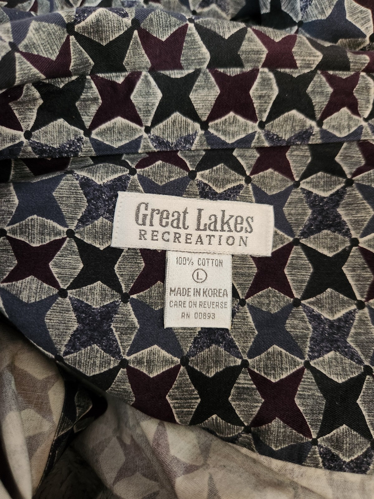 90s Deadstock Geometric Cotton Button Down Shirt