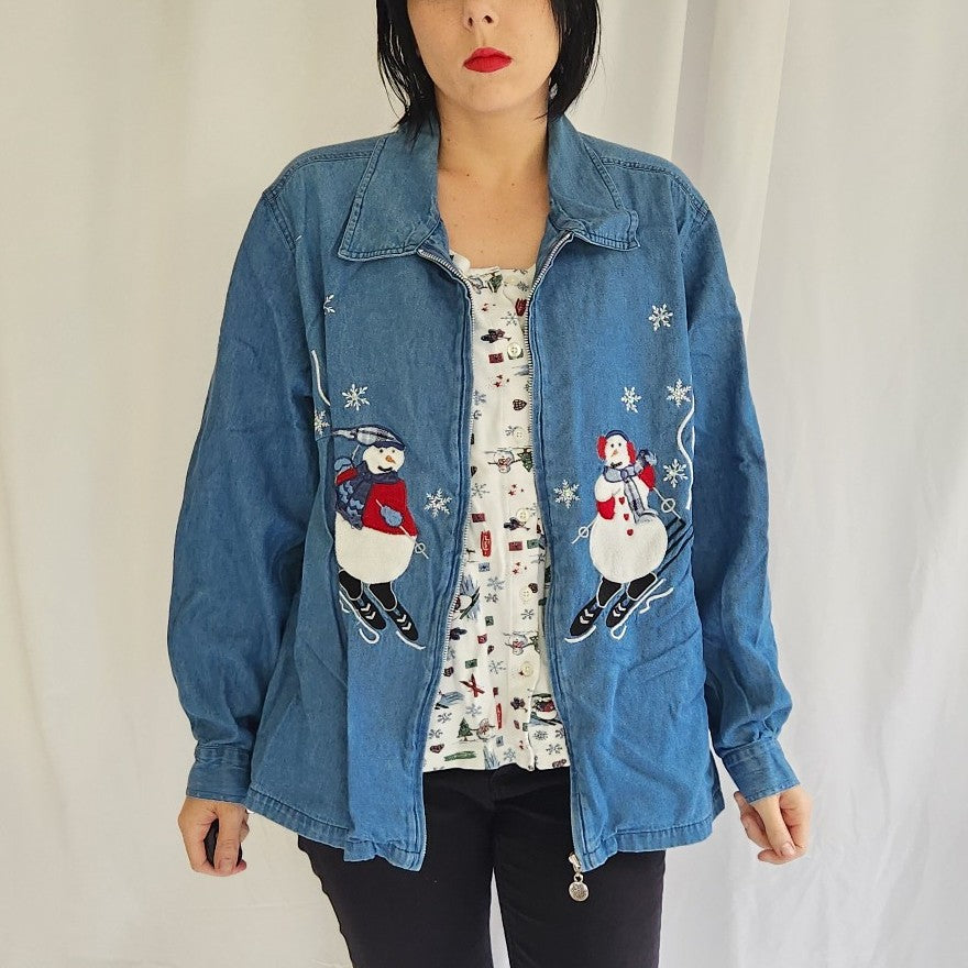 90s/00s Green Winter Theme Sweatshirt