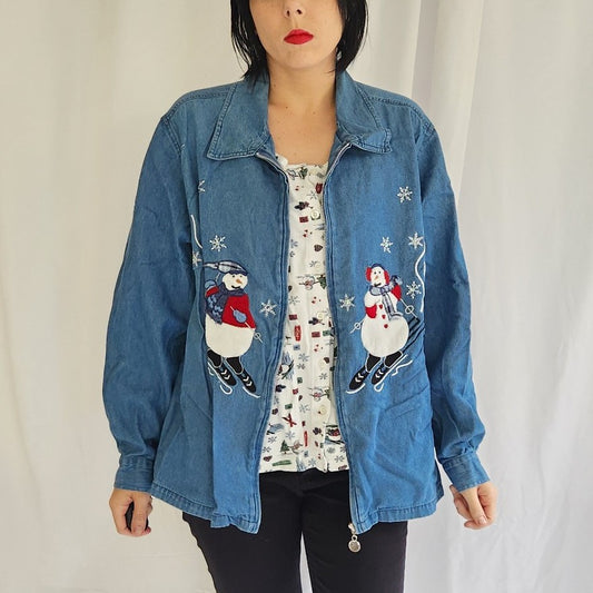 90s/00s Green Winter Theme Sweatshirt