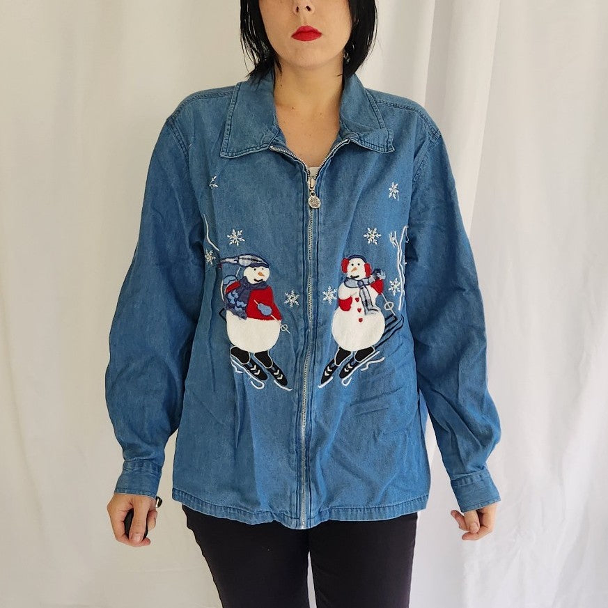 90s/00s Green Winter Theme Sweatshirt