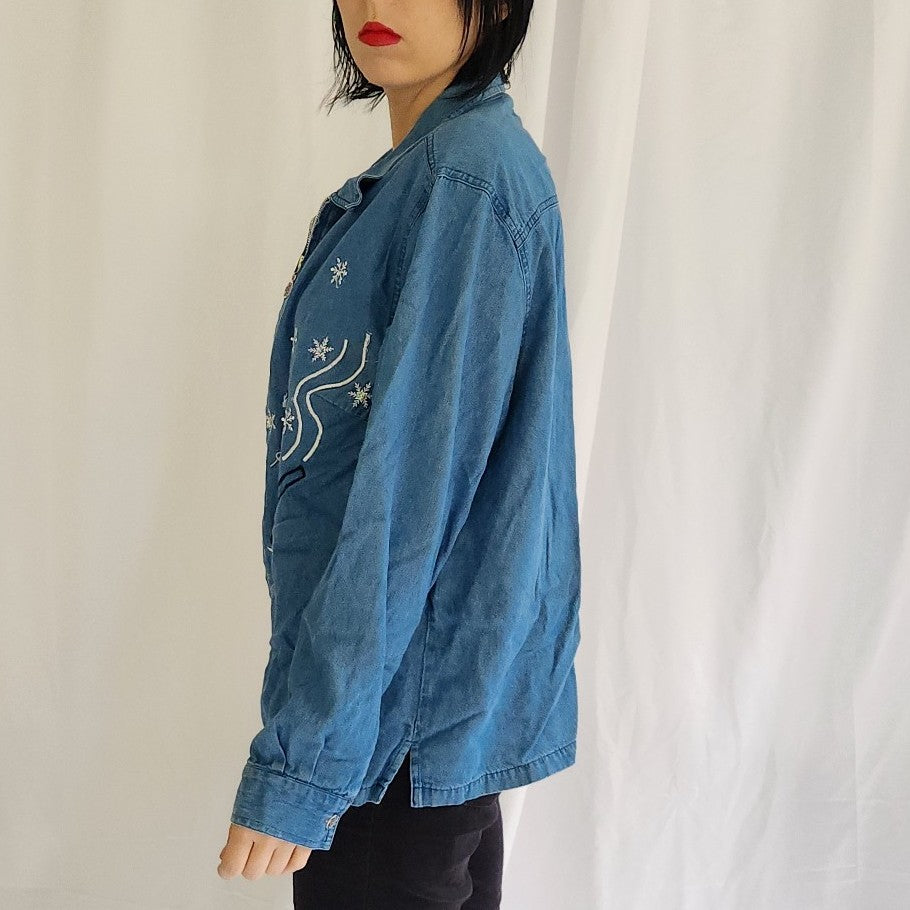 90s/00s Green Winter Theme Sweatshirt