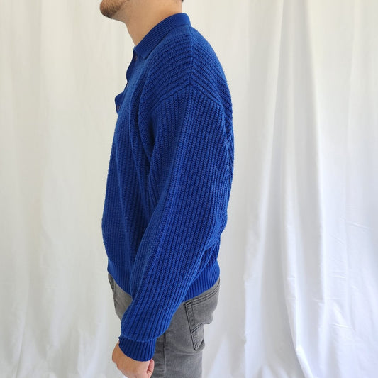 80s Blue Collared Sweater