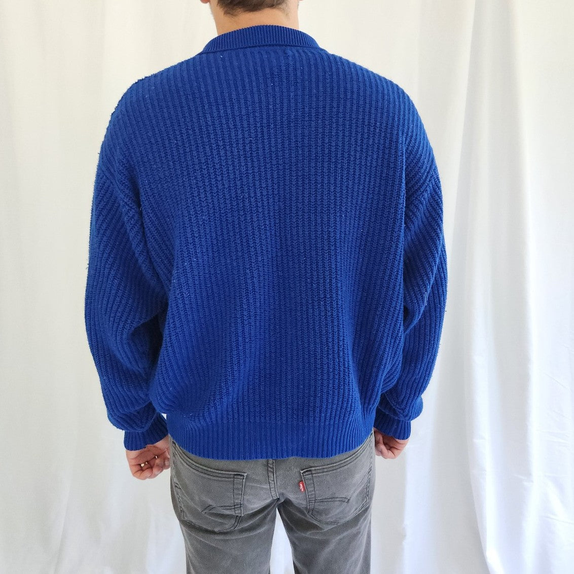80s Blue Collared Sweater