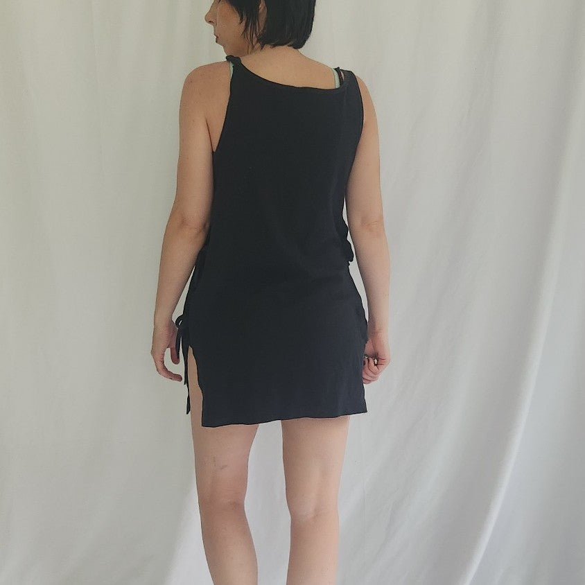 90s Black and White Cotton Swim Cover with Anchor