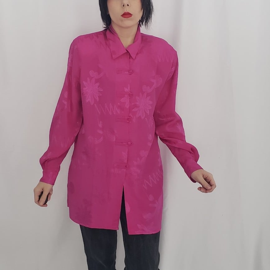 80s Pink Oversize Button Down