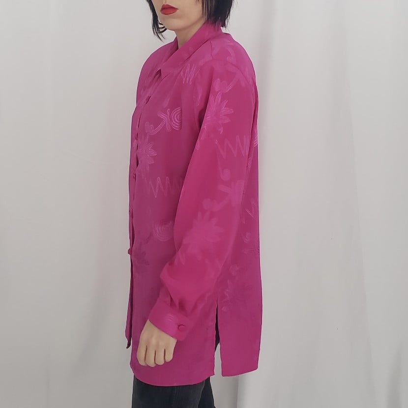 80s Pink Oversize Button Down