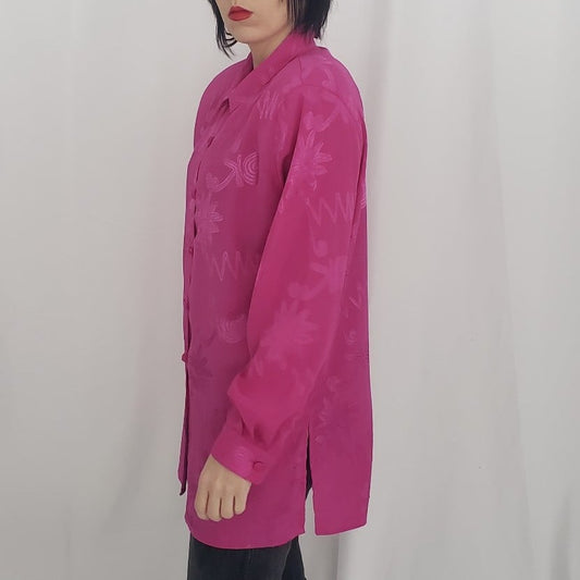 80s Pink Oversize Button Down