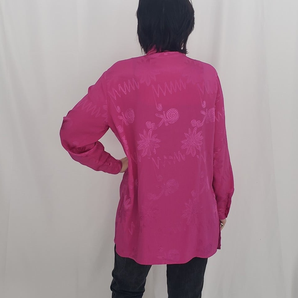 80s Pink Oversize Button Down