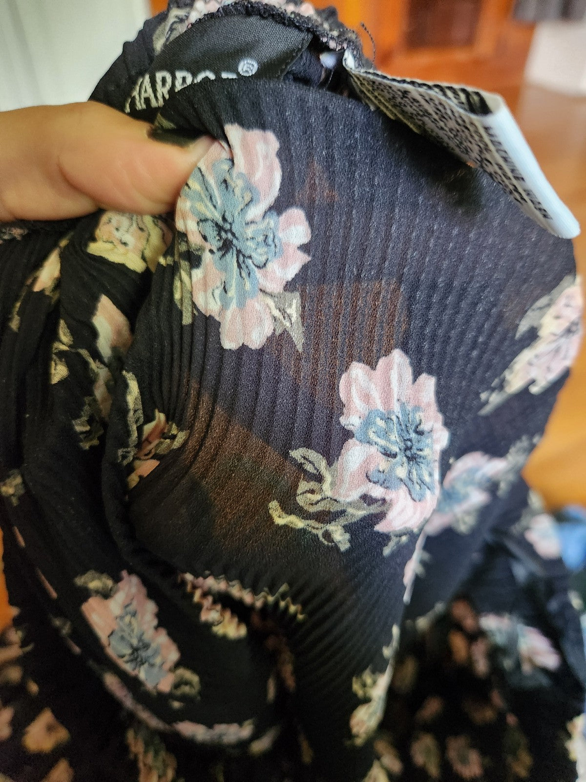 90s Sheer Black and Pink Floral Maxi Skirt