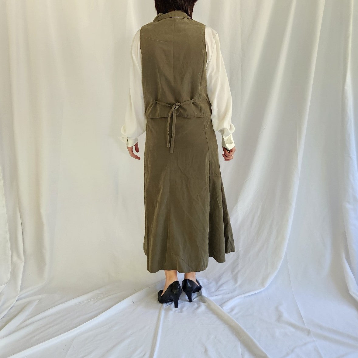 90s(?) Olive Green Vest and Skirt Set