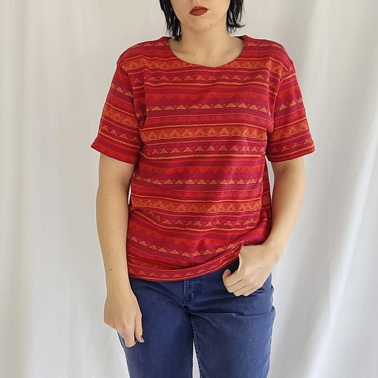 90s Red, Purple, and Yellow Southwest Tee