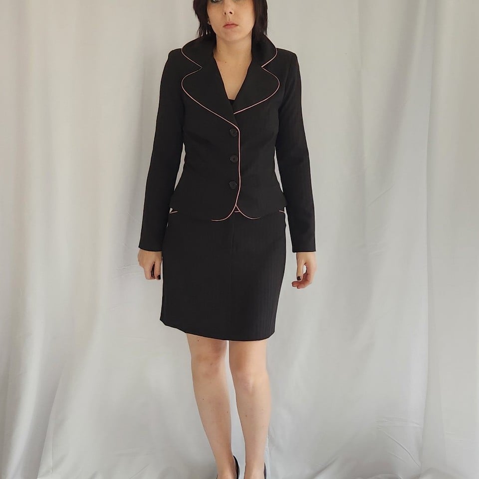 Y2K Black Skirt Suit