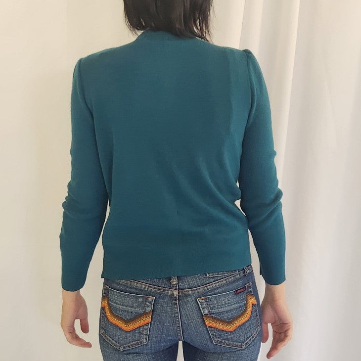 70s Blue Green Beaded Cardigan