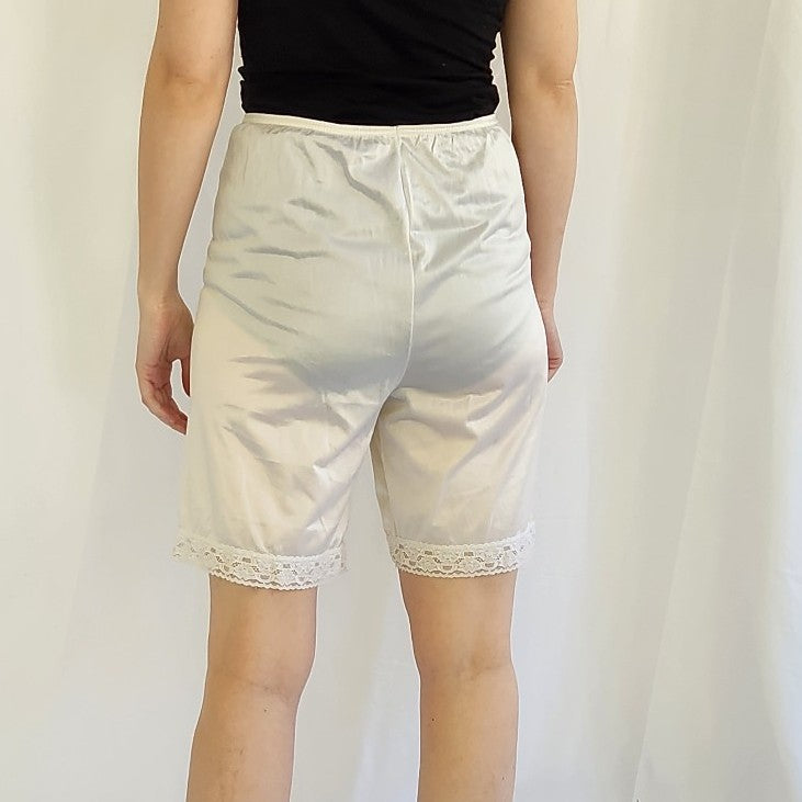 Vintage White Nylon Slip Shorts