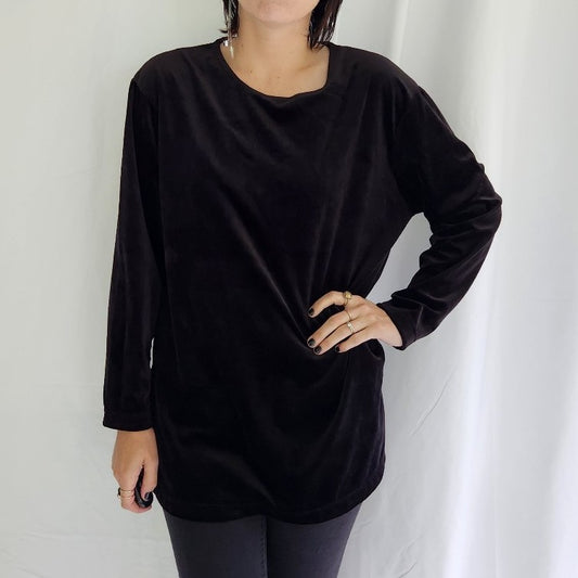 Liz Baker Black Velvet Long Sleeve Top