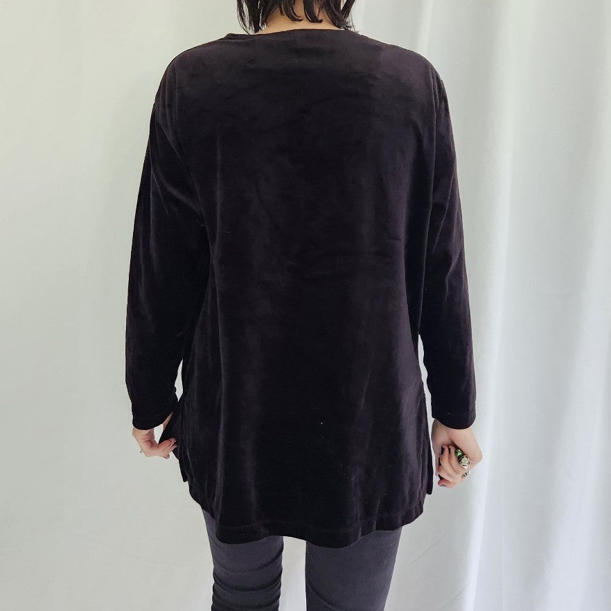 Liz Baker Black Velvet Long Sleeve Top