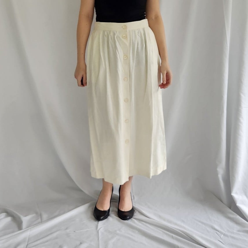 80s Cream Silk Oversize Blazer and Skirt Set