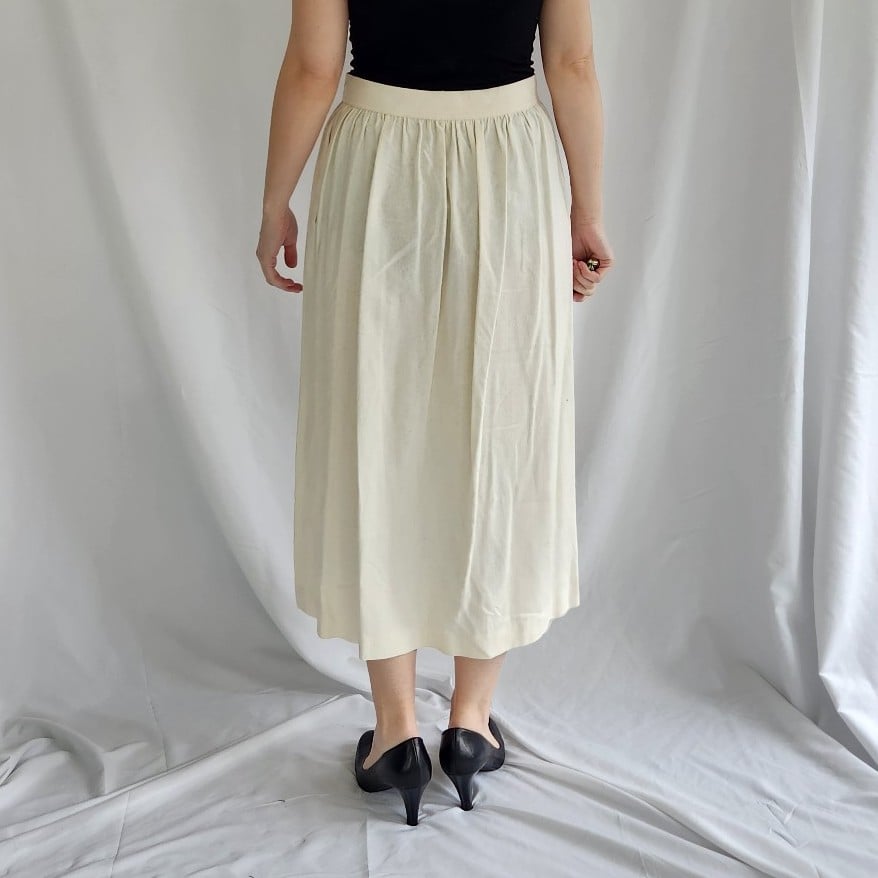 80s Cream Silk Oversize Blazer and Skirt Set