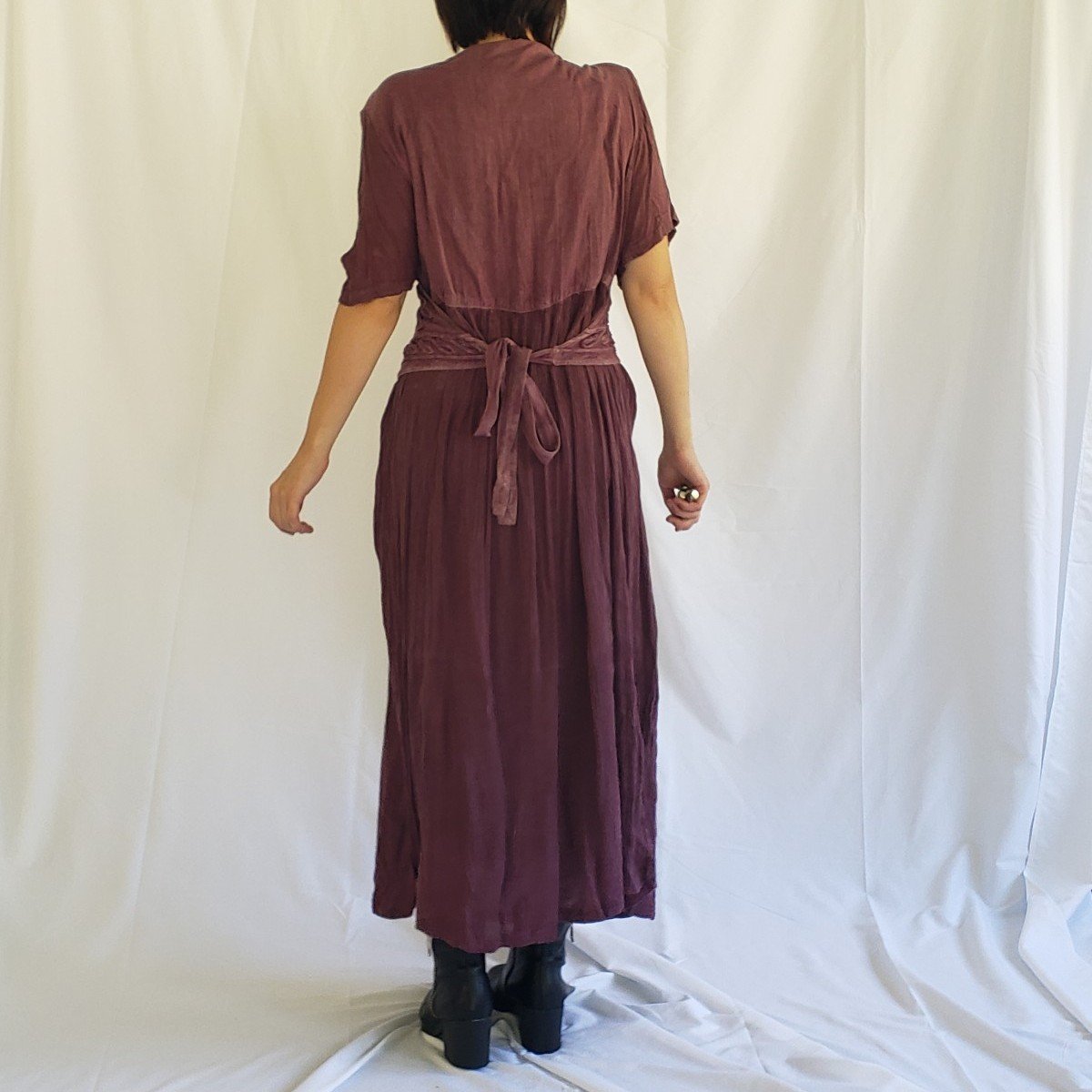 90s Mauve Rayon Whimsigoth Maxi Dress