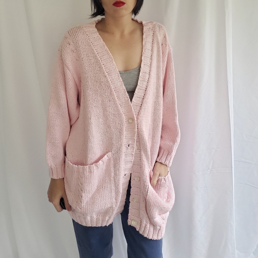 80s Pink Oversize Cardigan