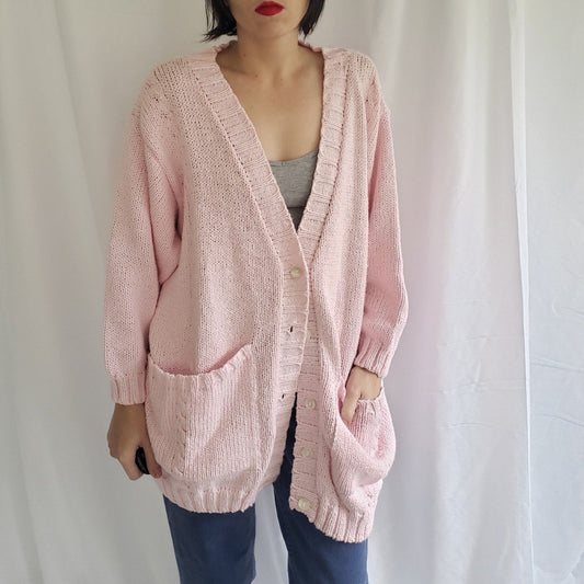 80s Pink Oversize Cardigan