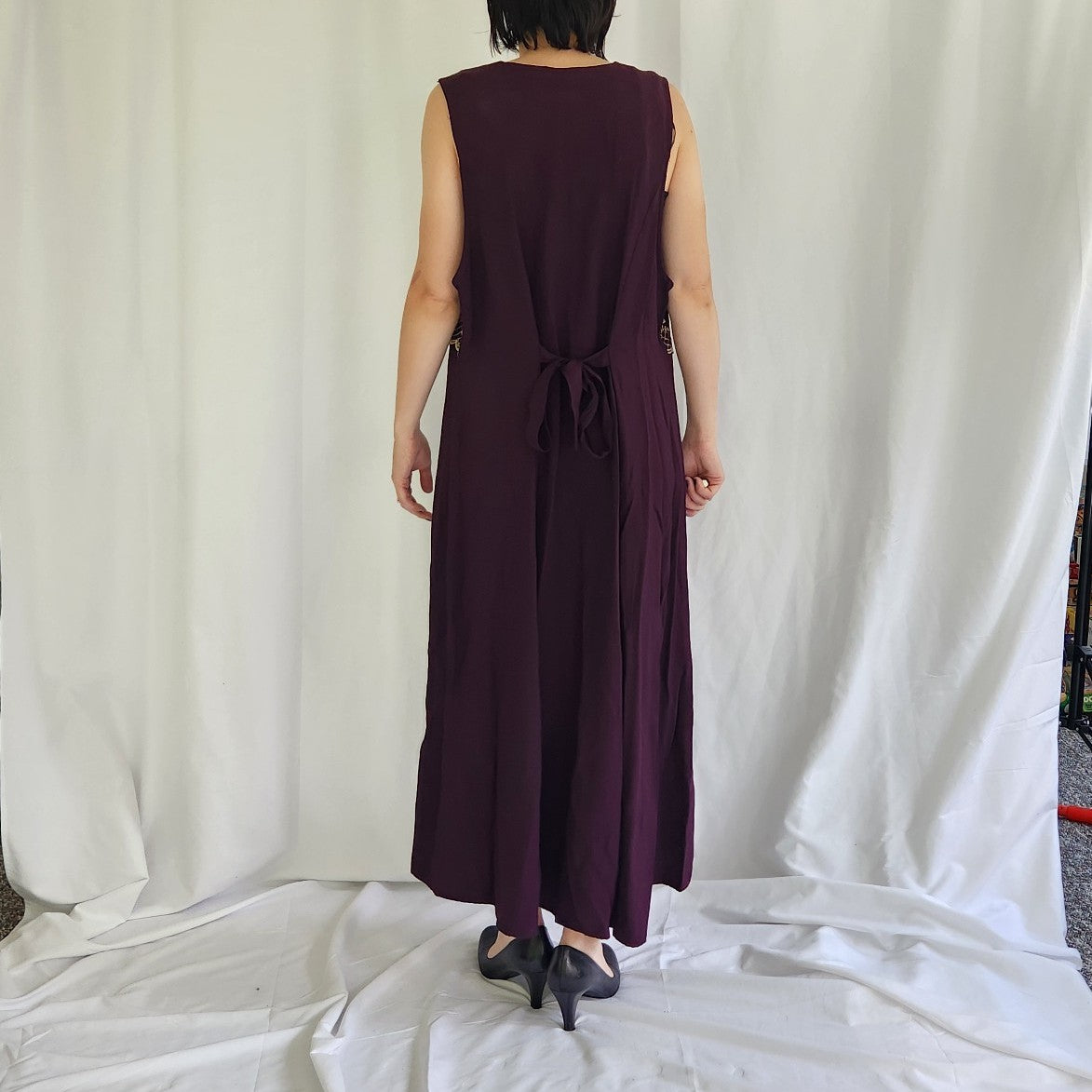 90s Purple and Gold Sleeveless Maxi Dress