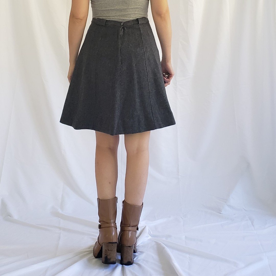 60s Gray Wool Blend(?) Mini Skirt