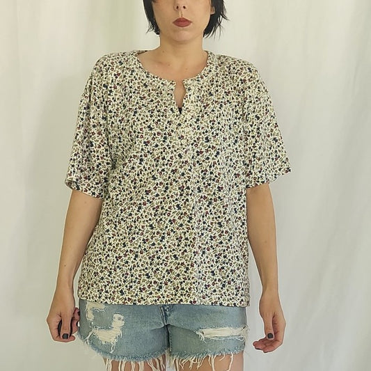 90s Ditsy Floral Print Oversize Tee
