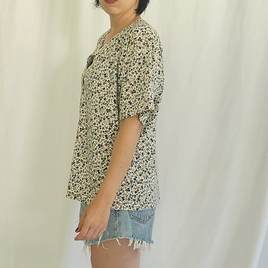 90s Ditsy Floral Print Oversize Tee
