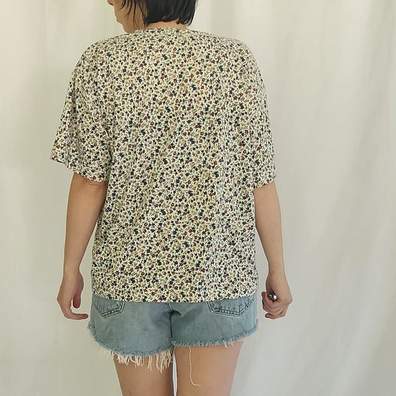 90s Ditsy Floral Print Oversize Tee