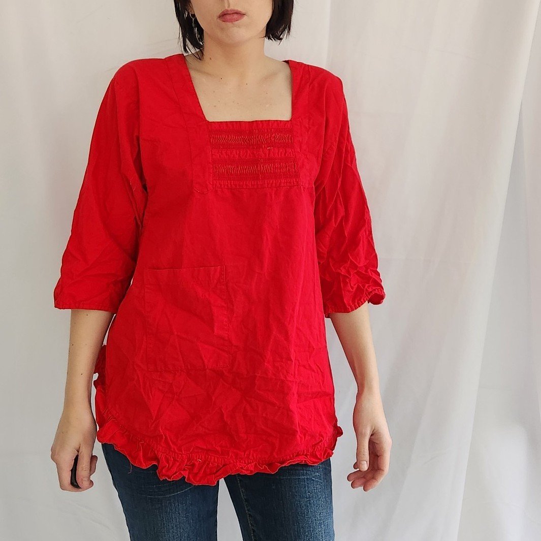 70s Red Open Back Shirt
