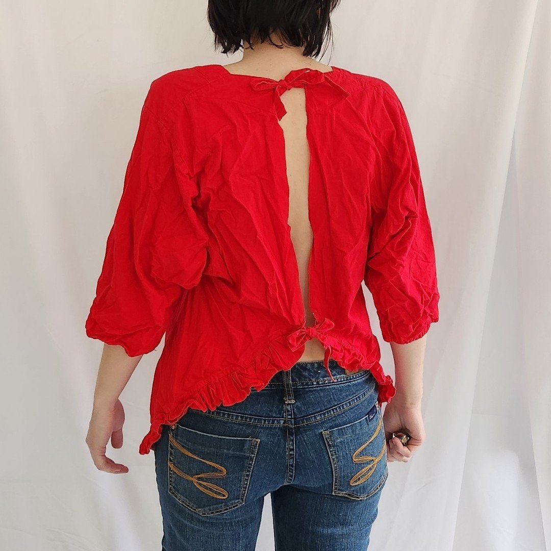 70s Red Open Back Shirt