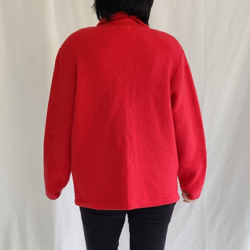 90s Red Wool Cardigan