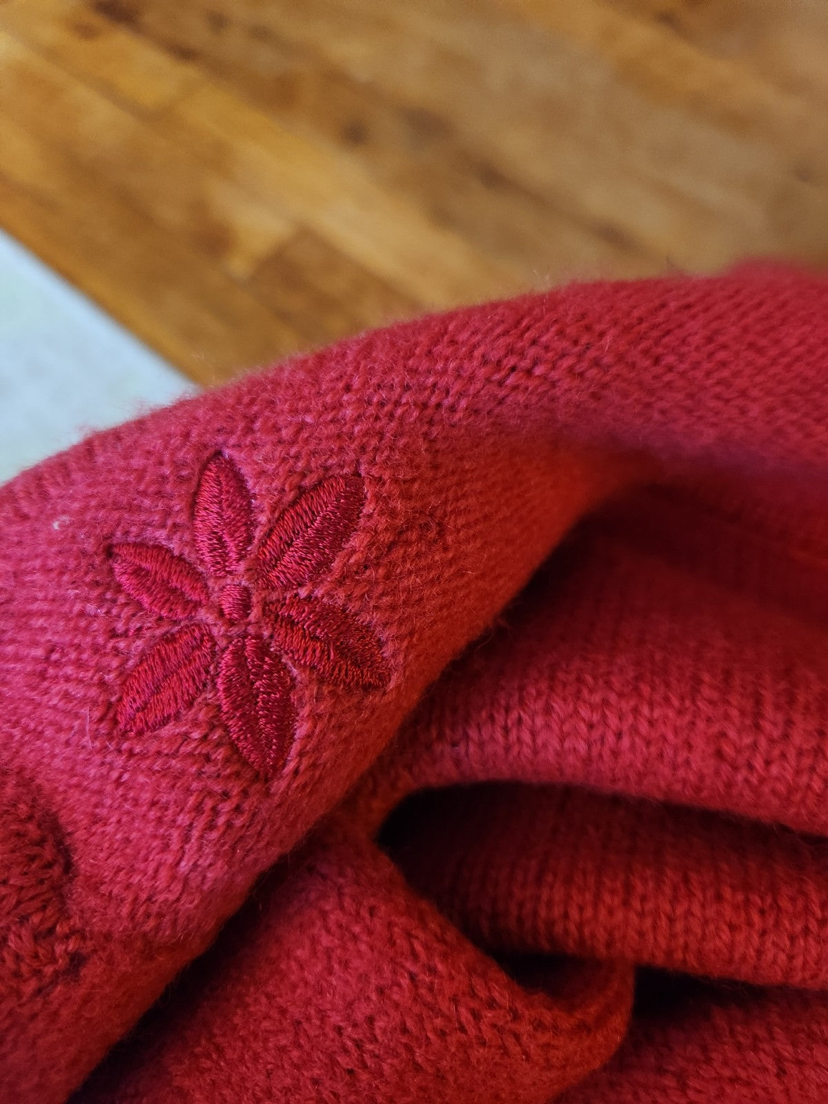 90s Red Wool Cardigan