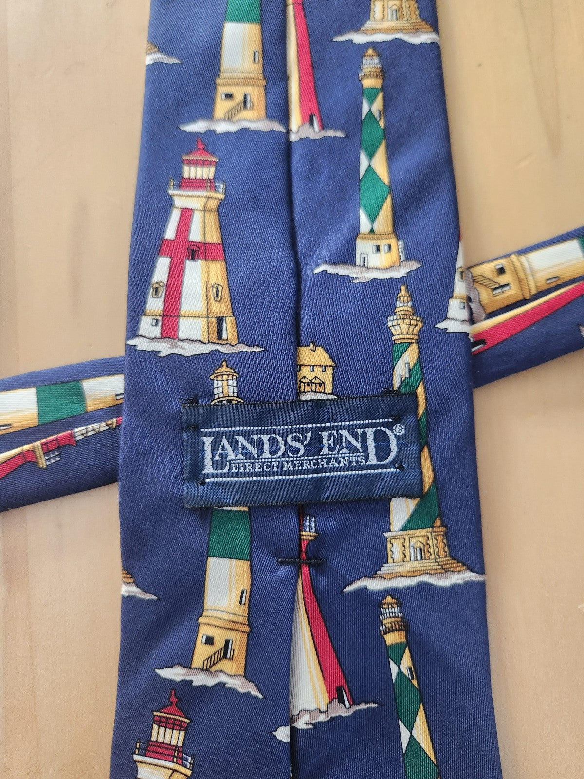 90s Lands End Silk Lighthouse Tie