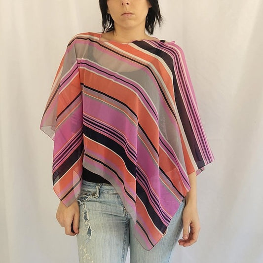 Purple, Coral, and Black Sheer Poncho
